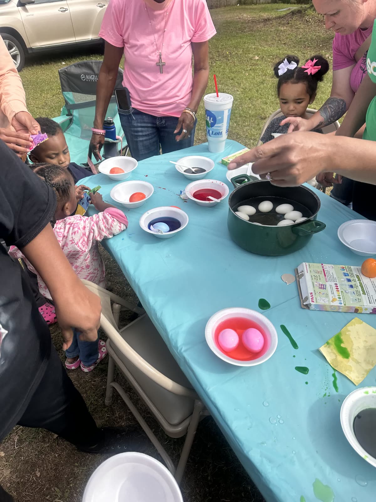 Children learning and creating together during a spring activity